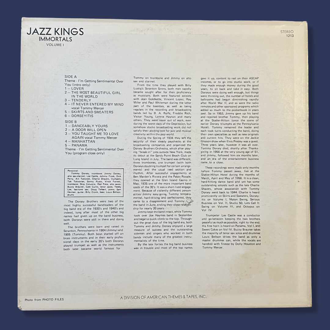 TOMMY & JIMMY DORSEY - Jazz Kings Volume I Vinyl Record LP