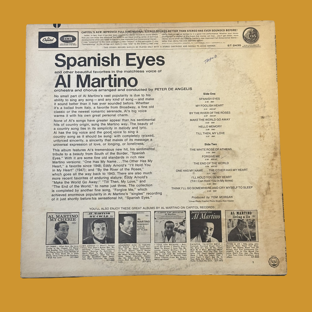 AL MARTINO - Spanish Eyes Vinyl Record LP